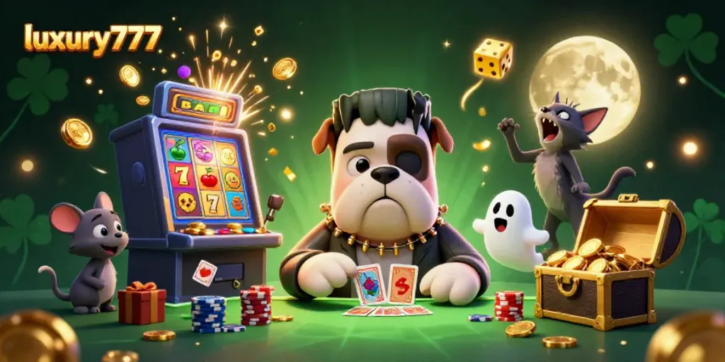 Experience thrilling play at luxury777 with a lively casino scene featuring colorful characters and vibrant game elements.