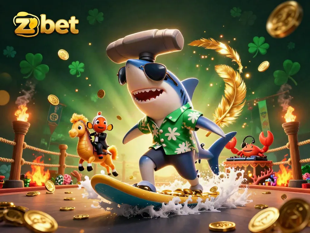 Engage in unforgettable gameplay at zbet with a dynamic scene featuring aquatic characters in a gambling setting.