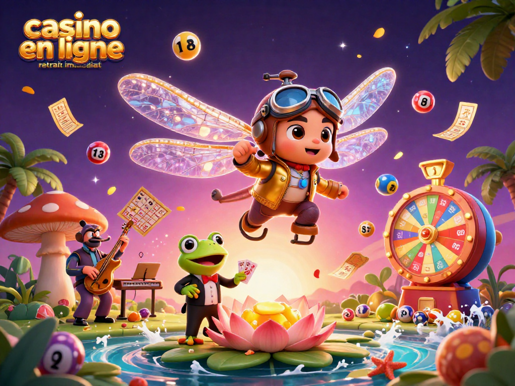 Jouez au casino en ligne retrait immédiat avec des gains rapides dans une scène dynamique et colorée.