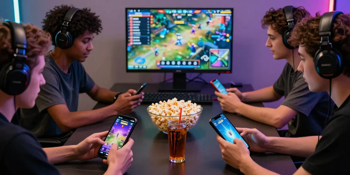 Pengguna HWGSLOT bermain bersama dengan perangkat mobile di meja, menunjukkan antusiasme dan keseruan permainan digital.