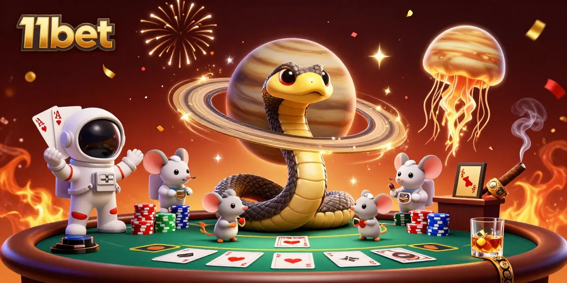 11bet showcases lively gambling with a Saturn ring snake roulette and cosmic dealer.