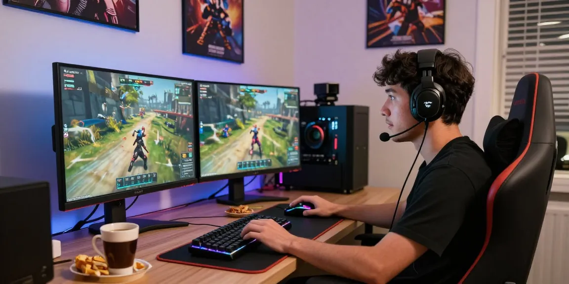 Engaged gamer enjoying CIKA4D online games in a dynamic gaming setup.