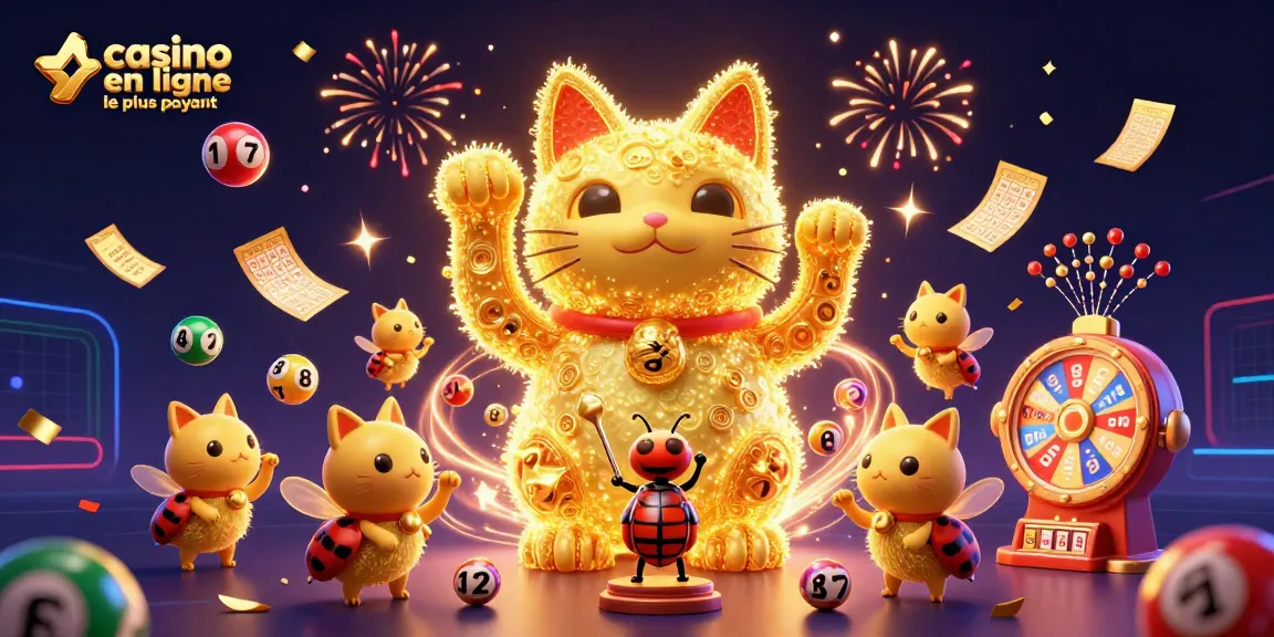 Illustration dynamique d'un casino en ligne le plus payant avec des lumières et des éléments festifs