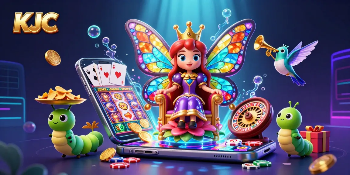 KJC amusement: Experience a vibrant online casino world with colorful characters and exciting gaming elements.