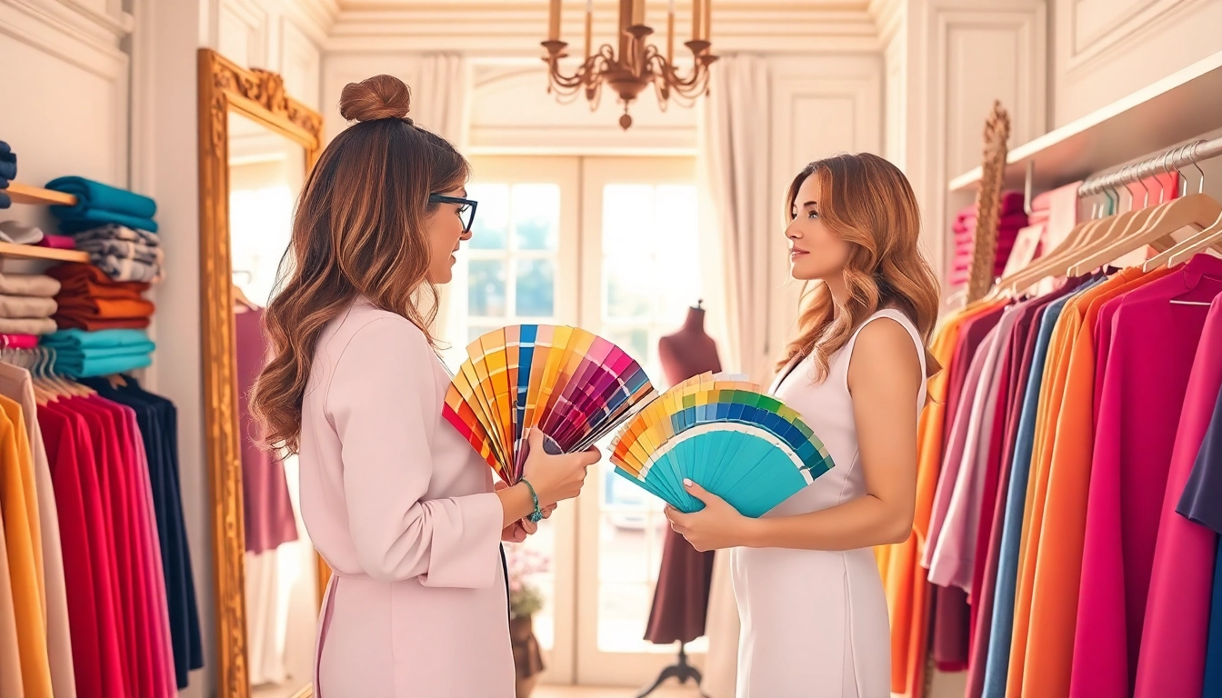 Armocromia: cliente che prova diverse palette di colori in analisi con un esperto