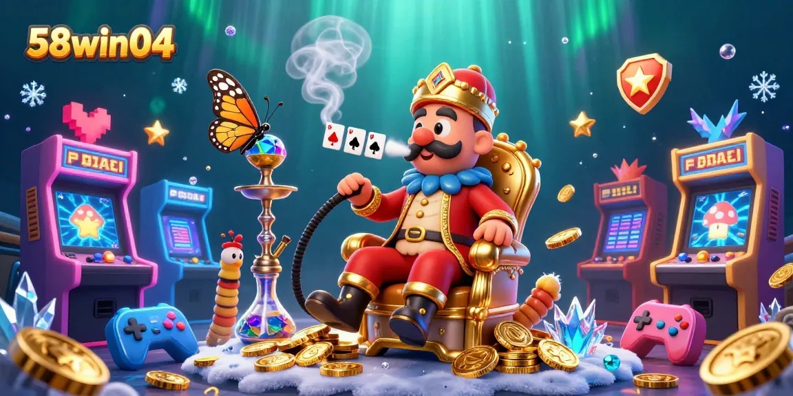 Play exciting games at 58win04, featuring colorful arcade machines and vibrant casino elements.