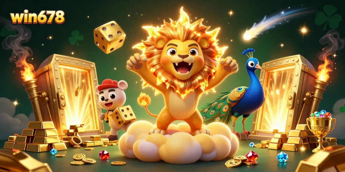 Experience win678's thrilling adventures with a vibrant casino atmosphere filled with treasures and games.