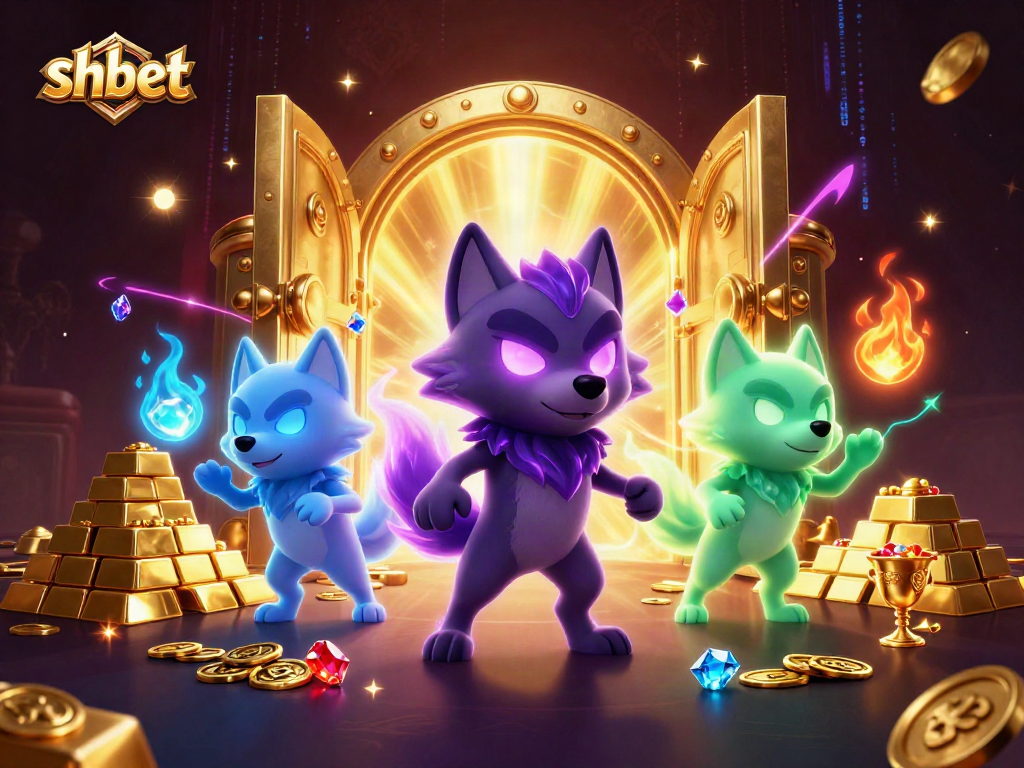 Experience shbet's thrilling casino scene with dynamic ghostly wolves and golden treasures.