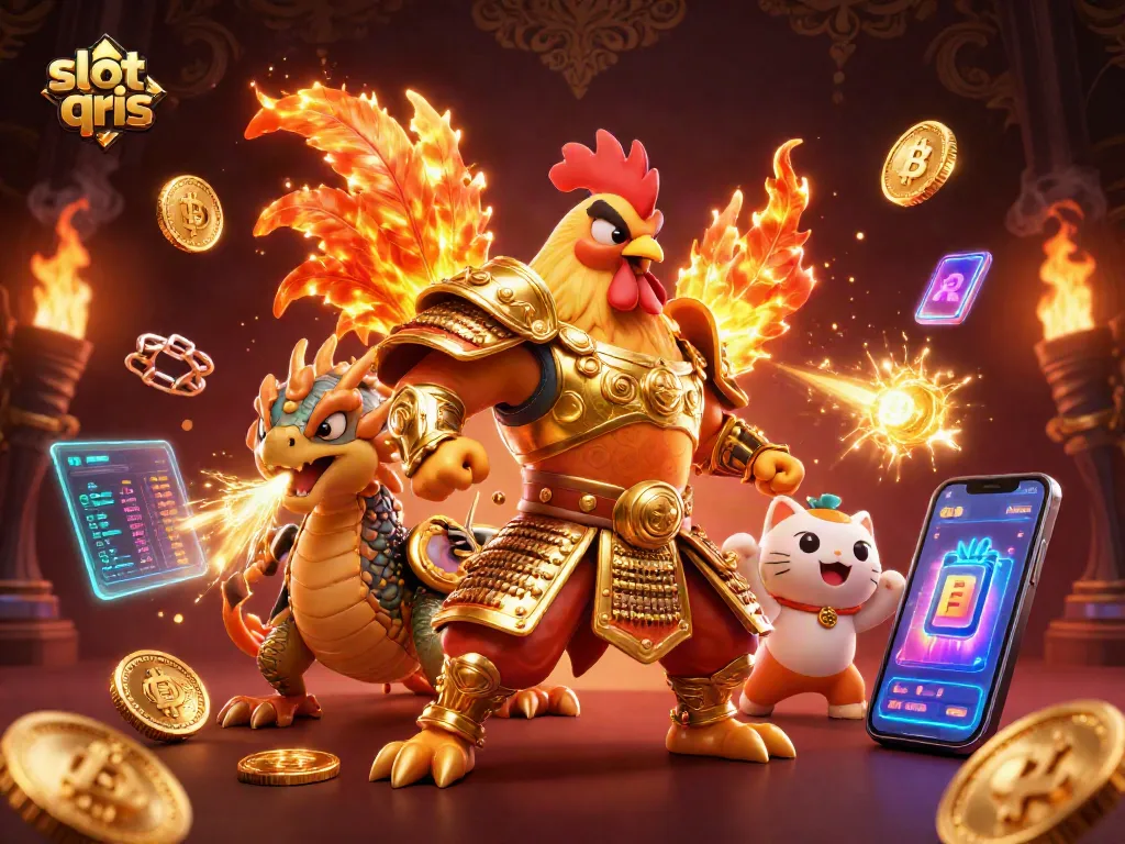 Experience winning thrills with slot qris in a vibrant 3D casino illustration.