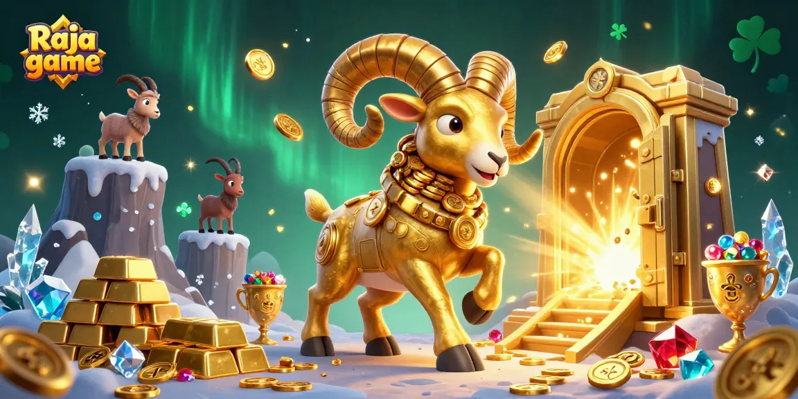 Experience the thrilling Raja game with a golden ram charging through a treasure vault filled with riches.