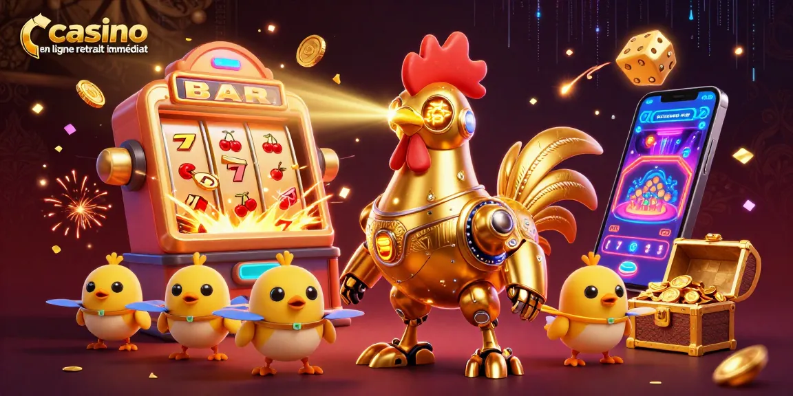 Engraver des motifs dorés avec le robot coq tout en explorant le casino en ligne retrait immédiat.