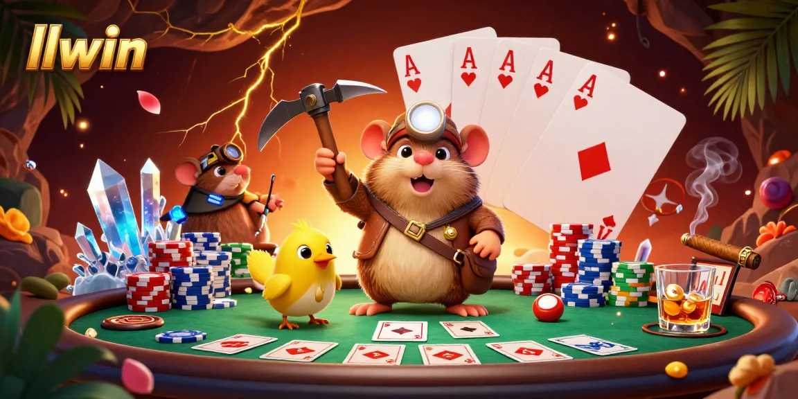 llwin offers a vibrant scene featuring a treasure hunter mole engaging in thrilling poker action amidst treasure-filled caves.