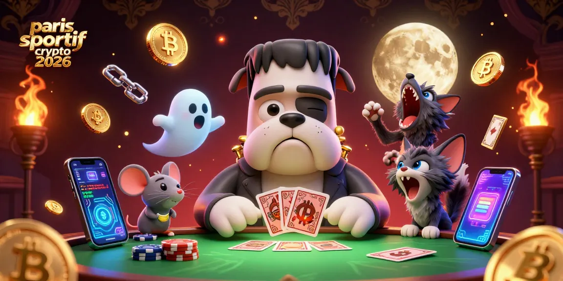 Pariez sur le site paris sportif crypto 2026 avec des cartes et des pièces de crypto-monnaie animées.