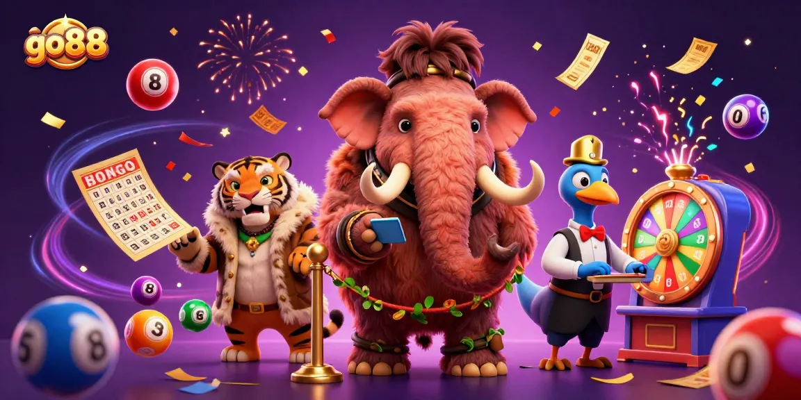 Engage with go88 as a 3D cartoon illustration showcases a vibrant casino scene with dynamic lottery elements.